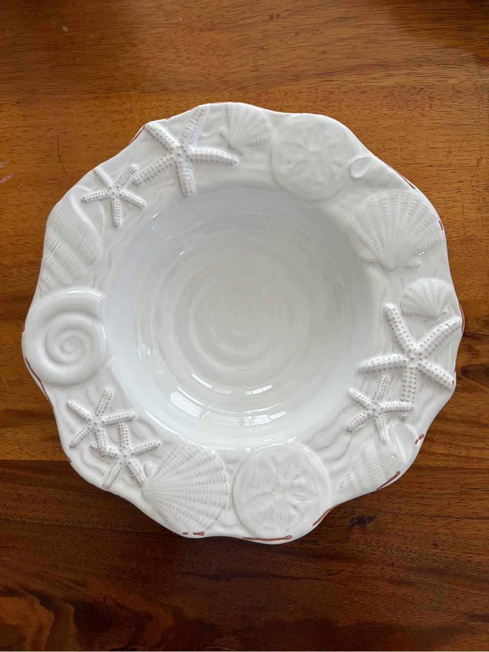 “Mud Pie Sanibel” Coastal Sea Life Rimmed Soup Bowl. 9-1/2”
